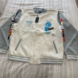 Cookies Men's Varsity Jacket - White and Gray